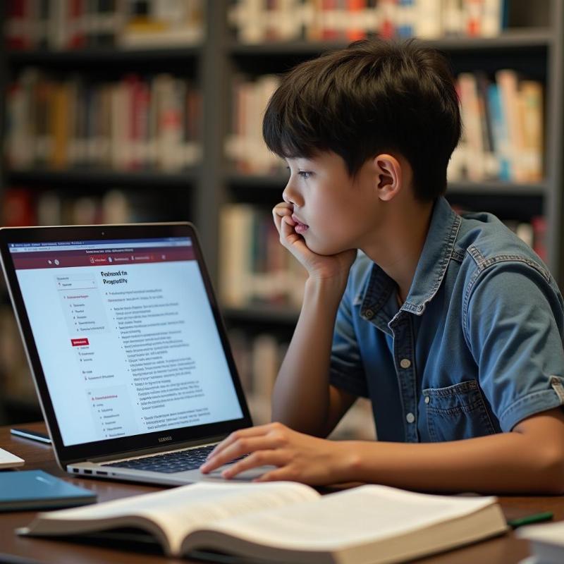 Một học sinh đang nghiên cứu chọn ngành du học Nhật Bản